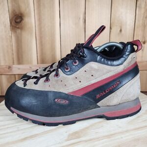 Vintage Salomon Shoes Womens Size 8.5 Black Suede Hiking Approach Contragrip 00s